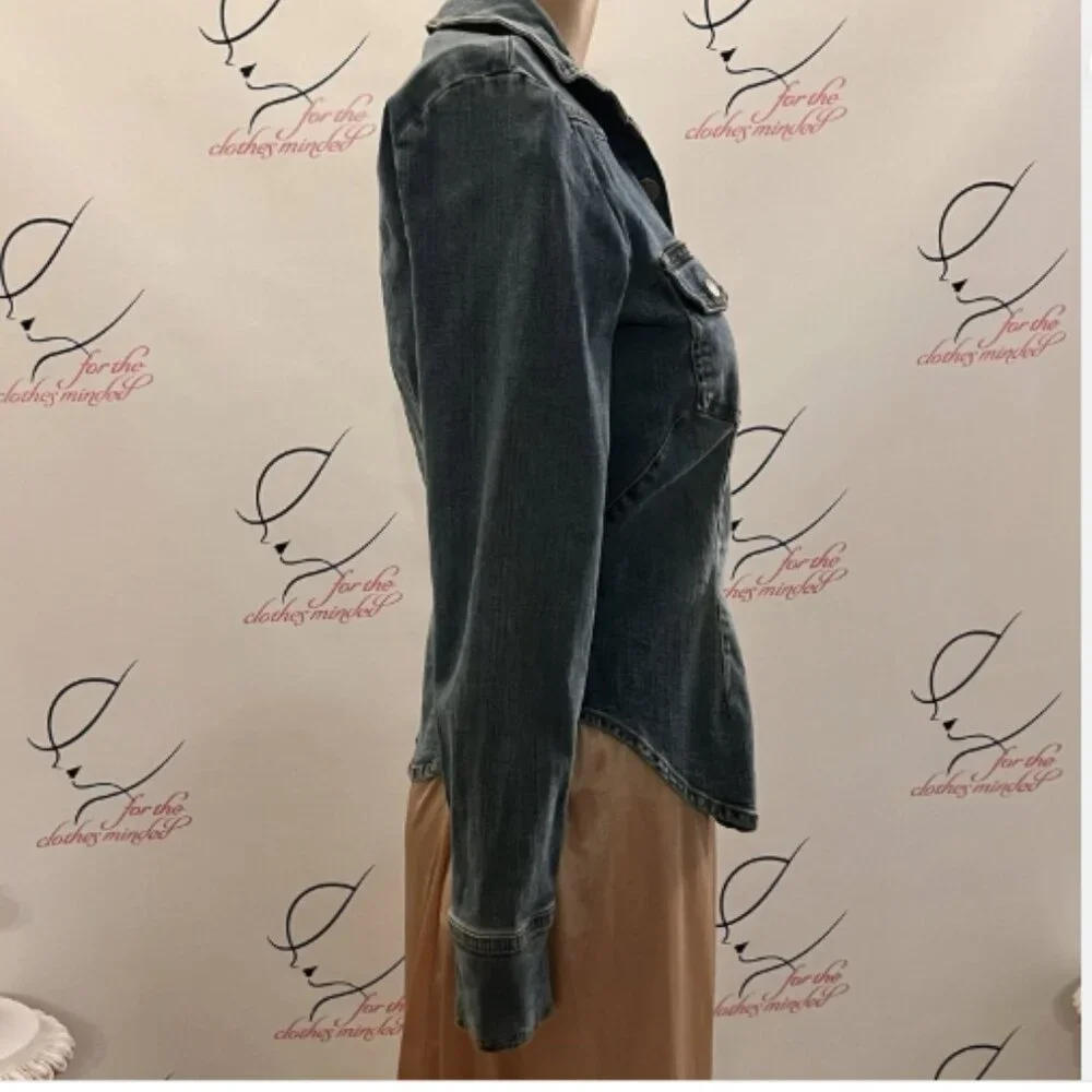 Hot Kiss. Size XS. Cotton Spandex. Denim Shacket. Snap. Fitted. B129 - Picture 3 of 5
